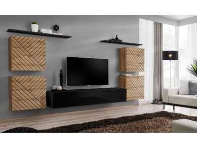 Модулна секция Switch 4 (дъб вотан/черно)